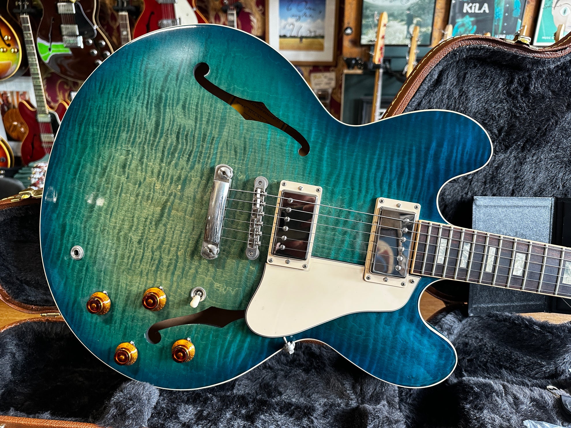 Gibson Memphis ES-335 Block Figured Aquamarine 2018 - Some Neck Guitars