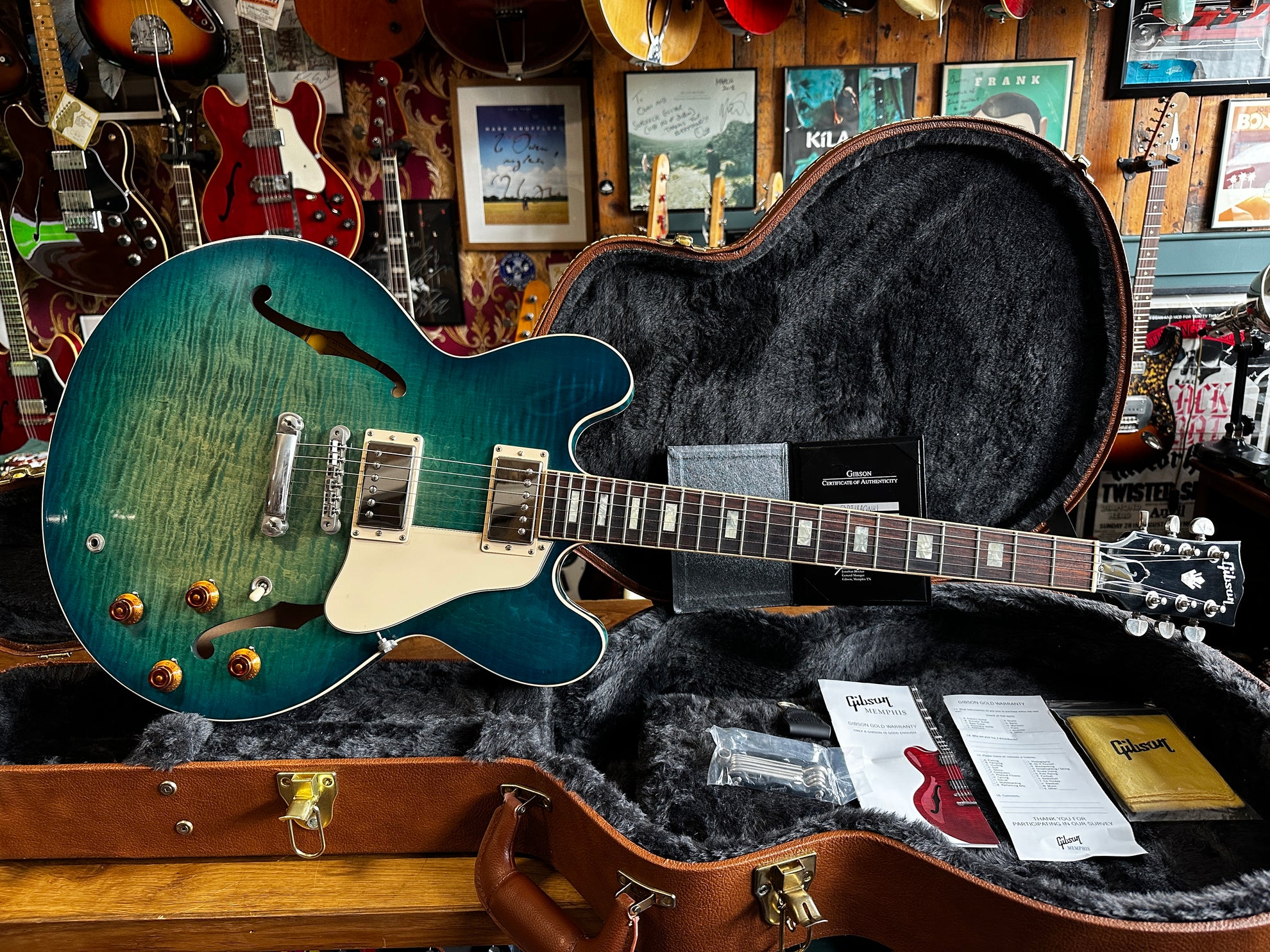 Gibson Memphis ES-335 Block Figured Aquamarine 2018 - Some Neck Guitars