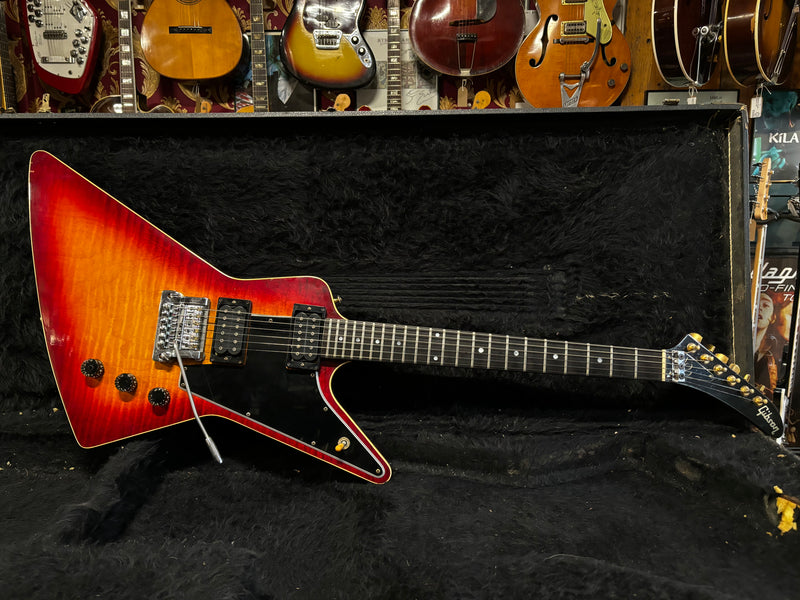 Gibson E2 Explorer CMT Bound Curly Maple Top Cherry Sunburst 1981