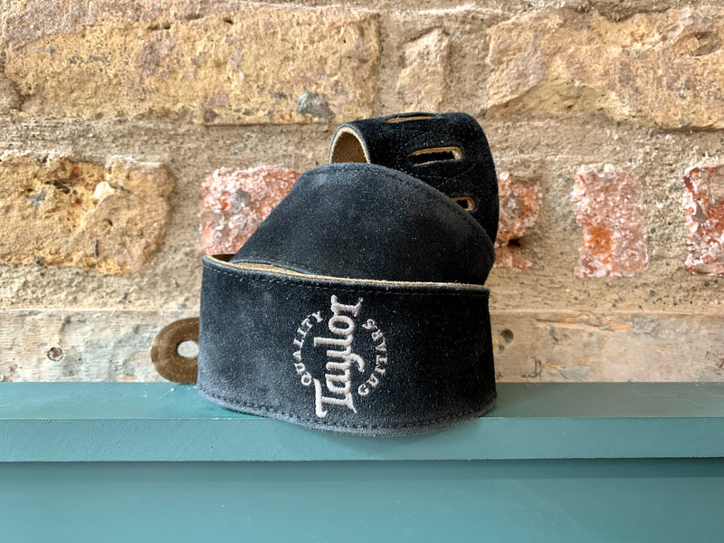 Taylor Suede Leather Logo Strap Black